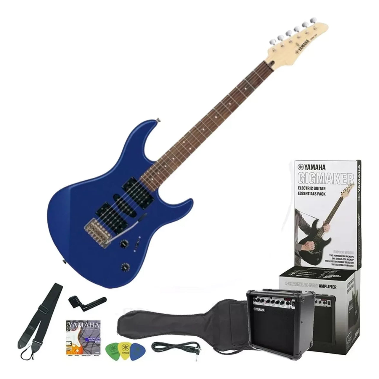 Paquete De Guitarra Electrica Yamaha Azul Metalico, Erg121gpii-mtu