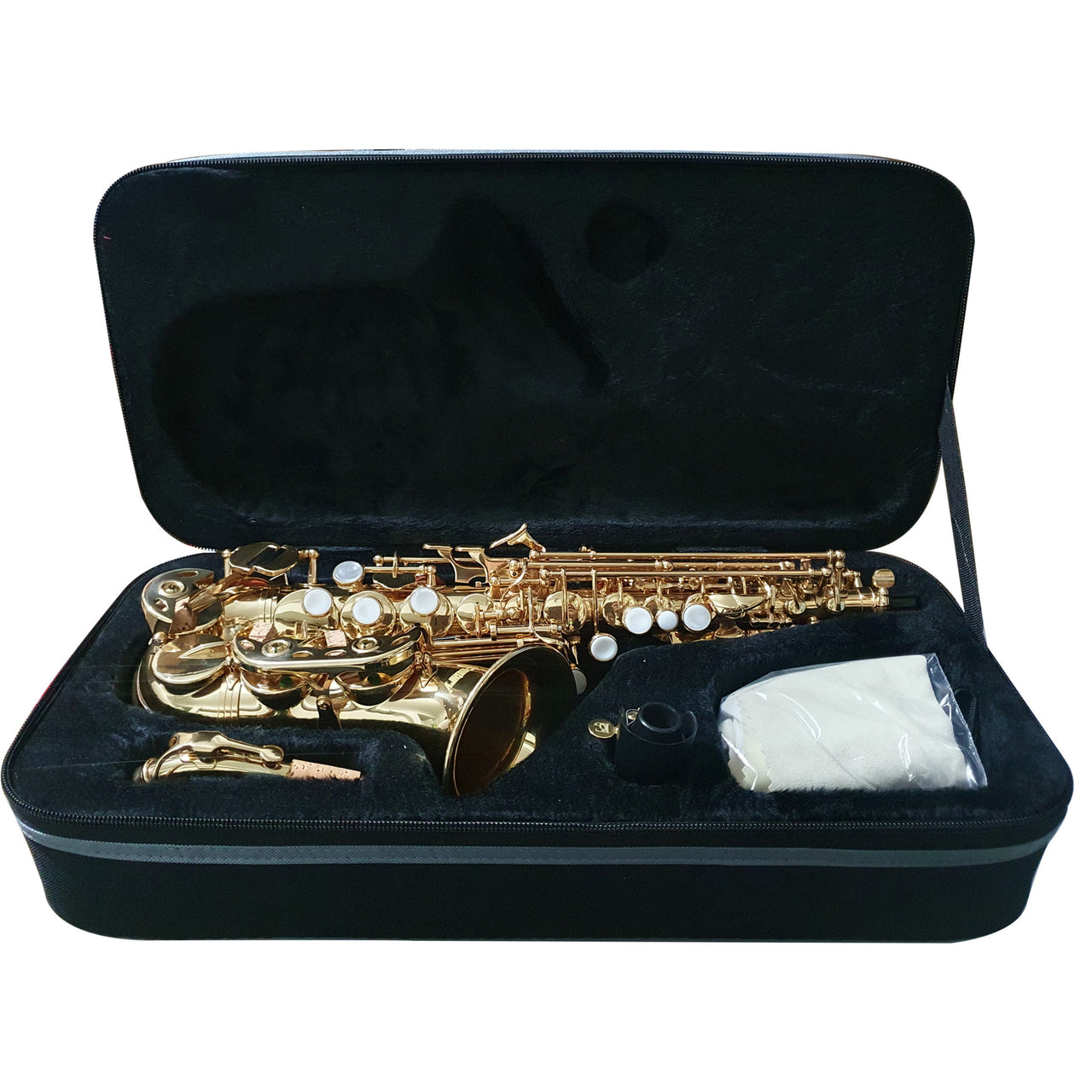 Saxofon Soprano Century Cnsx001-bg Curvo Sib Laqueado Con Abrazdera Bg