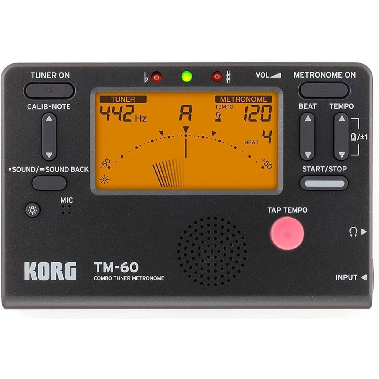 Metrónomo y afinador Korg Tm-60-bk Con pantalla Negro