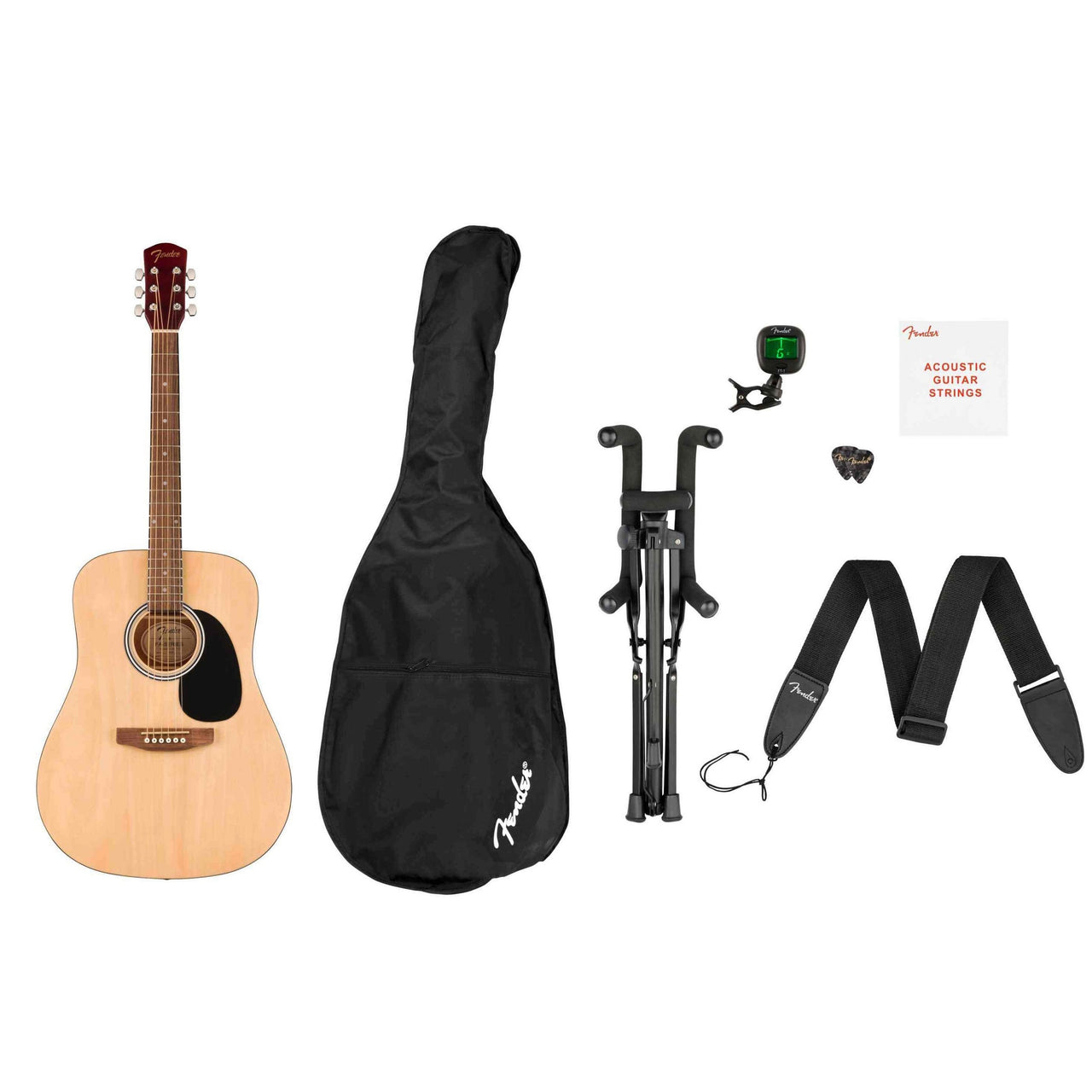 Paquete Guitarra Acustica Fender fa-25 Dread Con Accesorios Natural 0971910421