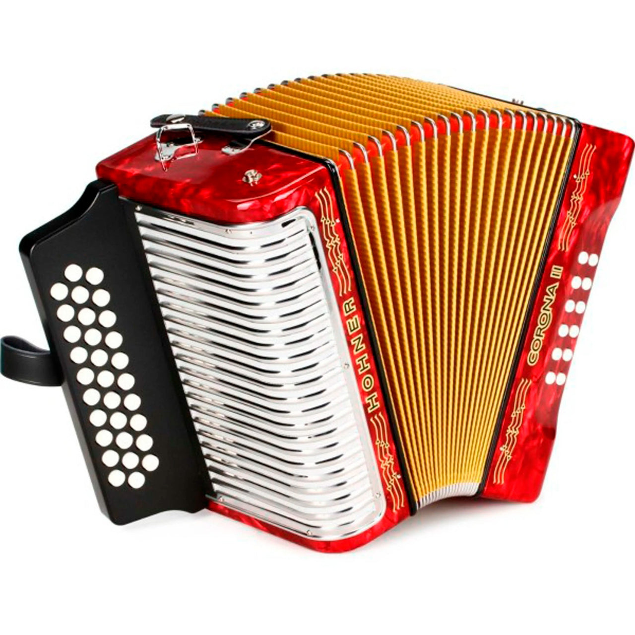 Acordeon Hohner Corona Ii A5623 31 Botones 12 Bajos Sol/do/fa Rojo