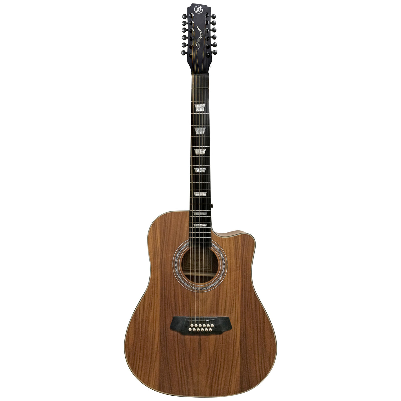 Guitarra Electroacustica Bamboo Ga-4012-koa-pro-q Con Funda 12 Cuerdas