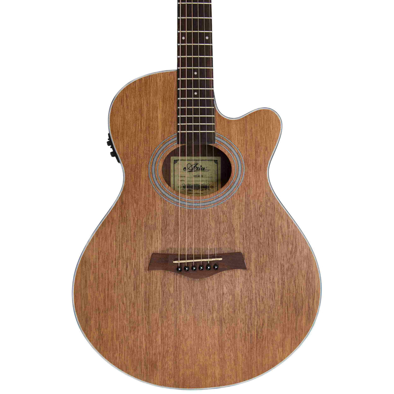 Guitarra Electroacustica Aria Fet-m1 N Mahogany Cuerpo Delgado