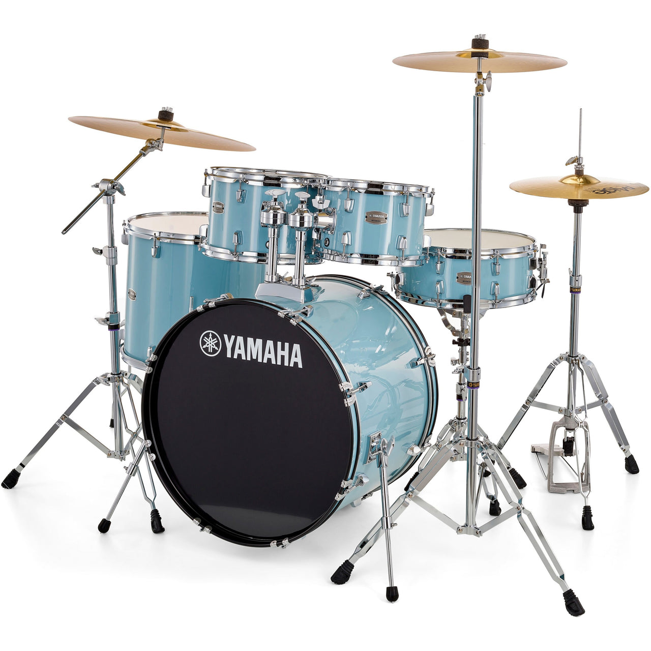 Bateria Acustica Yamaha Rydeen Rdp2f5gpuset Gloss Pale Blue Con Atril Y Platillos