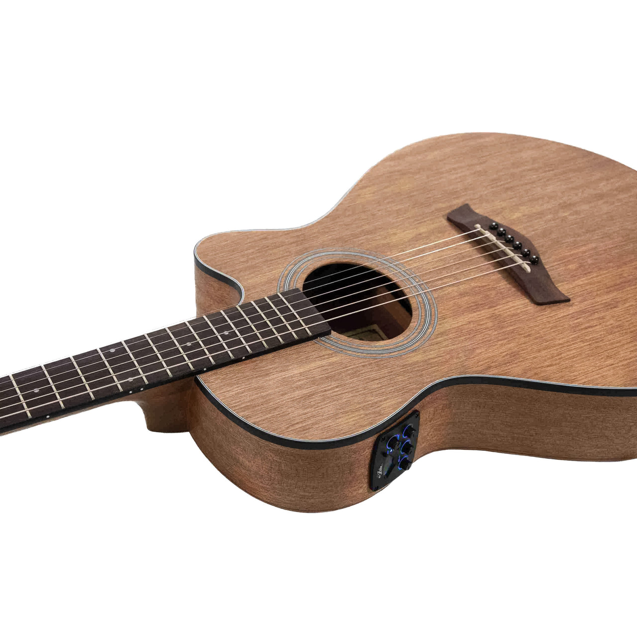 Guitarra Electroacustica Aria Fet-m1 N Mahogany Cuerpo Delgado