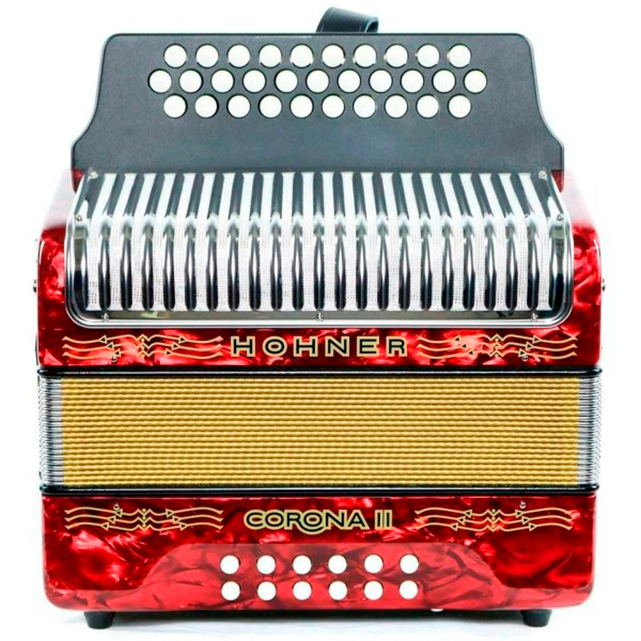 Acordeon Hohner Corona Ii A5623 31 Botones 12 Bajos Sol/do/fa Rojo