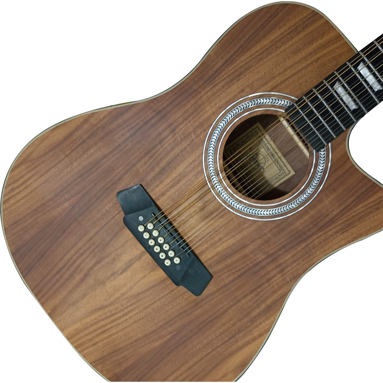 Guitarra Electroacustica Bamboo Ga-4012-koa-pro-q Con Funda 12 Cuerdas