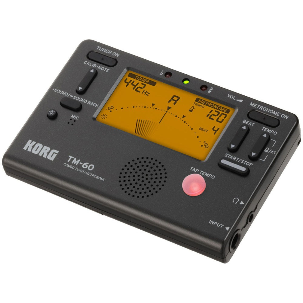 Metrónomo y afinador Korg Tm-60-bk Con pantalla Negro