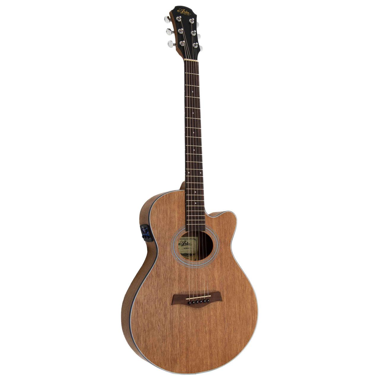 Guitarra Electroacustica Aria Fet-m1 N Mahogany Cuerpo Delgado