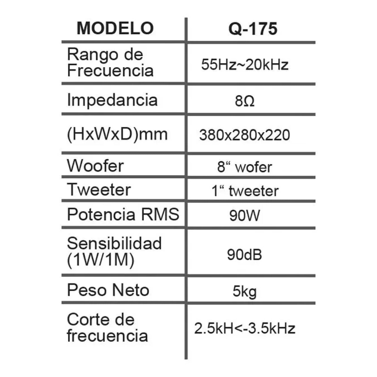 Bafle Qmc Pasivo Para Montaje, 90w, Qmc-175