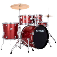 Thumbnail for Bateria Ludwig Lc19514 Accent Rojo Sparkle Con Banco Y Platillos