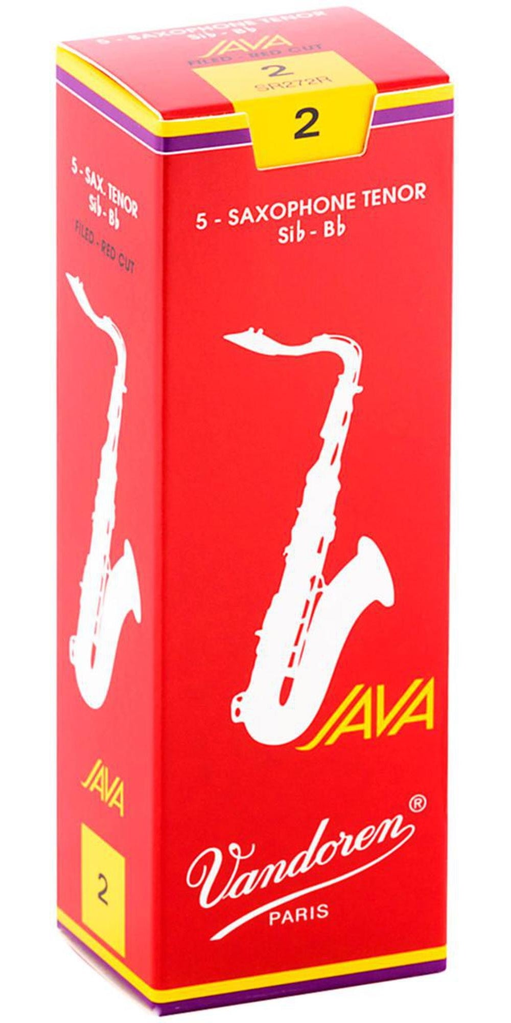 Paquete De 5 Cañas P/Sax Tenor Vandoren Java Filed Red No. 2,2