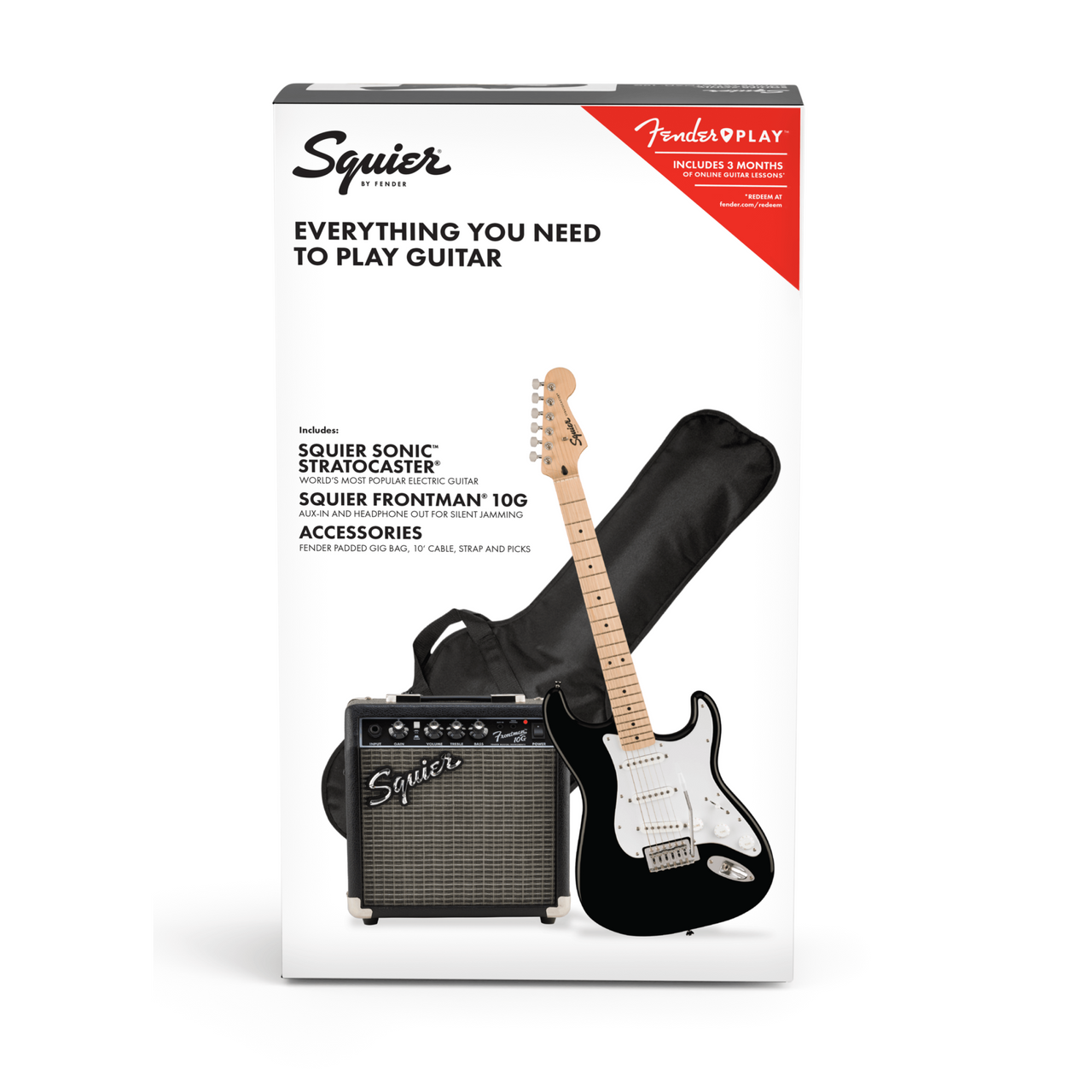 Paquete Guitarra Squier Sonic Stratocaster Fender Black 10g 0371720006