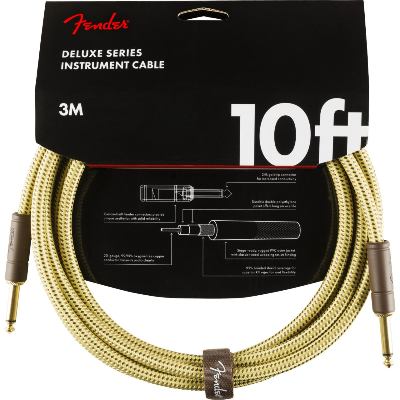 Cable Fender Deluxe Para Guitarra 3 Metros Tweed 0990820089