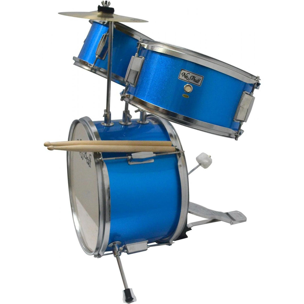 Bateria Infantil New Beat Azul Metalico, Nbj-15