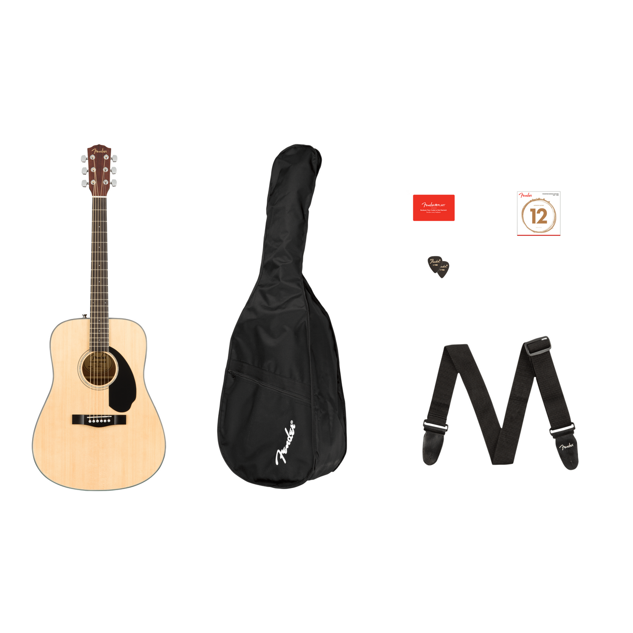 Paquete Guitarra Acustica Fender Cd-60s Nat Dreadnought 0970110421