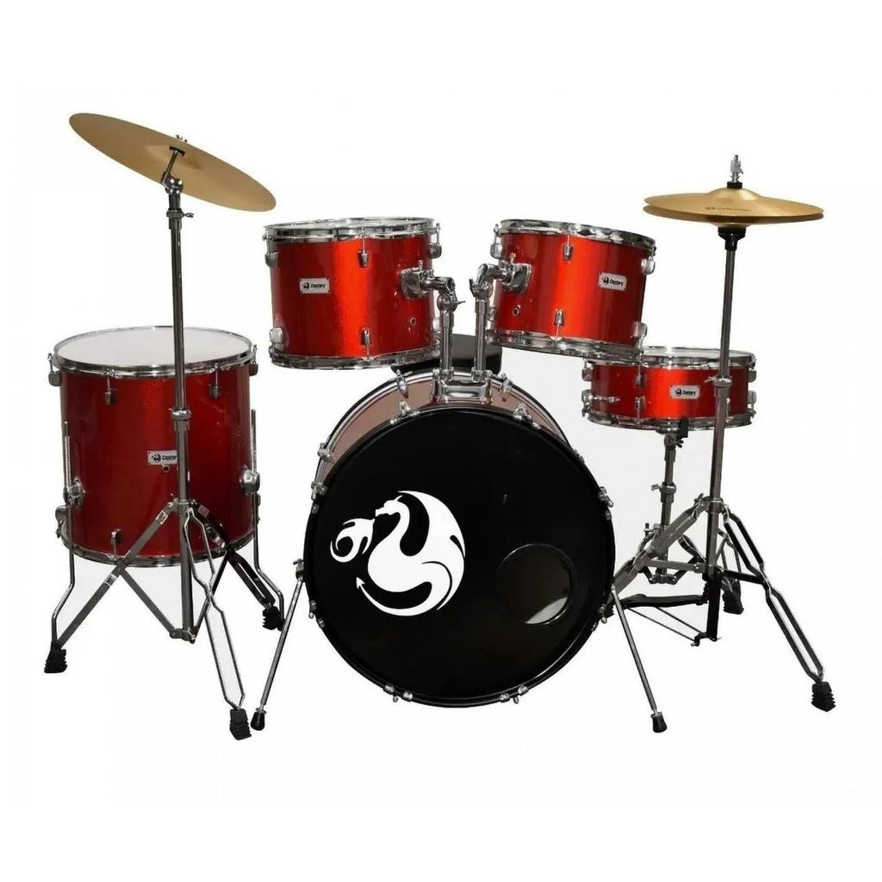 Bateria Century Cnbt066 Profesional Rojo Sparkle 5 Piezas Aro Cromo